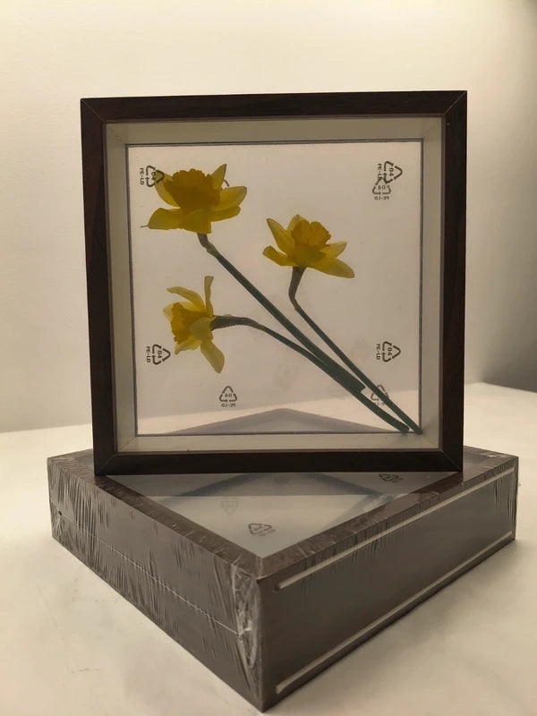 Set 2 rame foto 3D pătrate 22 x 22 cm, lemn si placă acrilică transparentă, adâncime 4 cm
