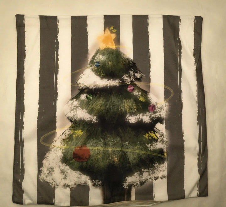 Set 4 huse perna 45 x 45 cm, patrate, fermoar invizibil, model Craciun verde si gri