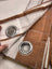 Set 2 perdele voal cu inele, semitransparente, dungi maro/alb, 140 x 160 cm