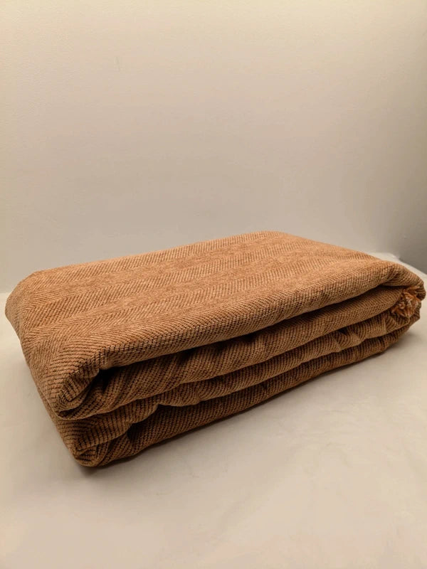 Husă pentru canapea din chenille, model tip spic, 180 x 380 cm, pentru canapele de 4 locuri, portocaliu