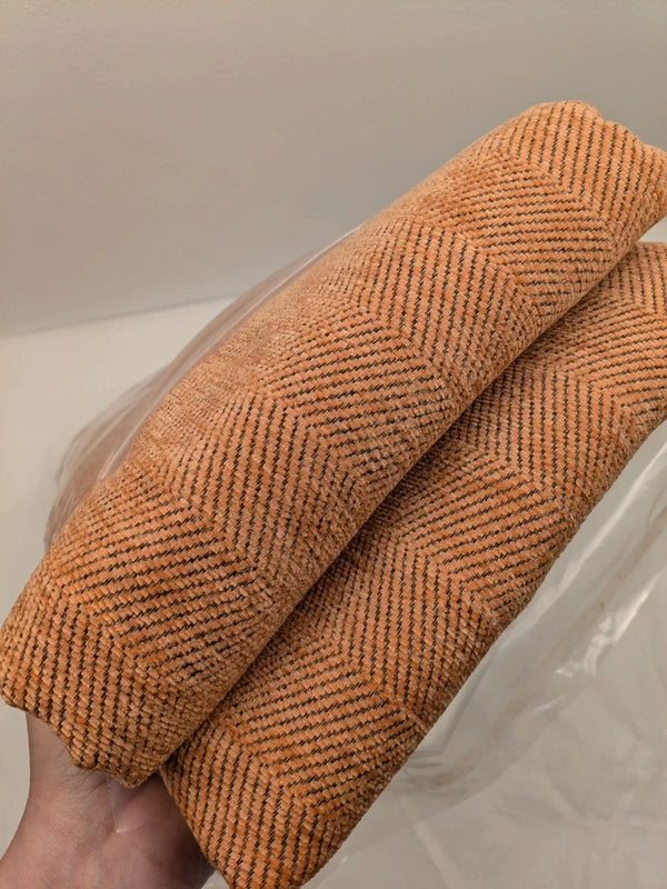 Husă pentru canapea din chenille, model tip spic, 180 x 380 cm, pentru canapele de 4 locuri, portocaliu