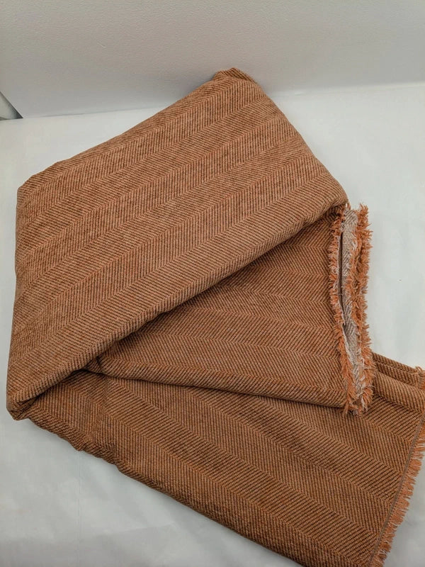 Husă pentru canapea din chenille, model tip spic, 180 x 380 cm, pentru canapele de 4 locuri, portocaliu