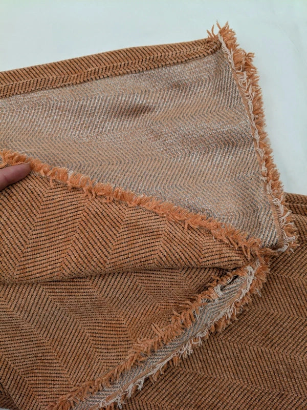Husă pentru canapea din chenille, model tip spic, 180 x 380 cm, pentru canapele de 4 locuri, portocaliu