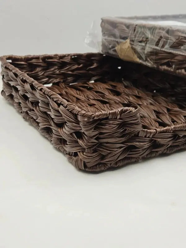 Tava impletita pentru organizare,  33 x 27 x 7 cm, maro
