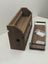 Suport vin de perete 2 piese, lemn si metal, 43 x 23 x 12,5 cm, suport pahare si compartiment dopuri, maro
