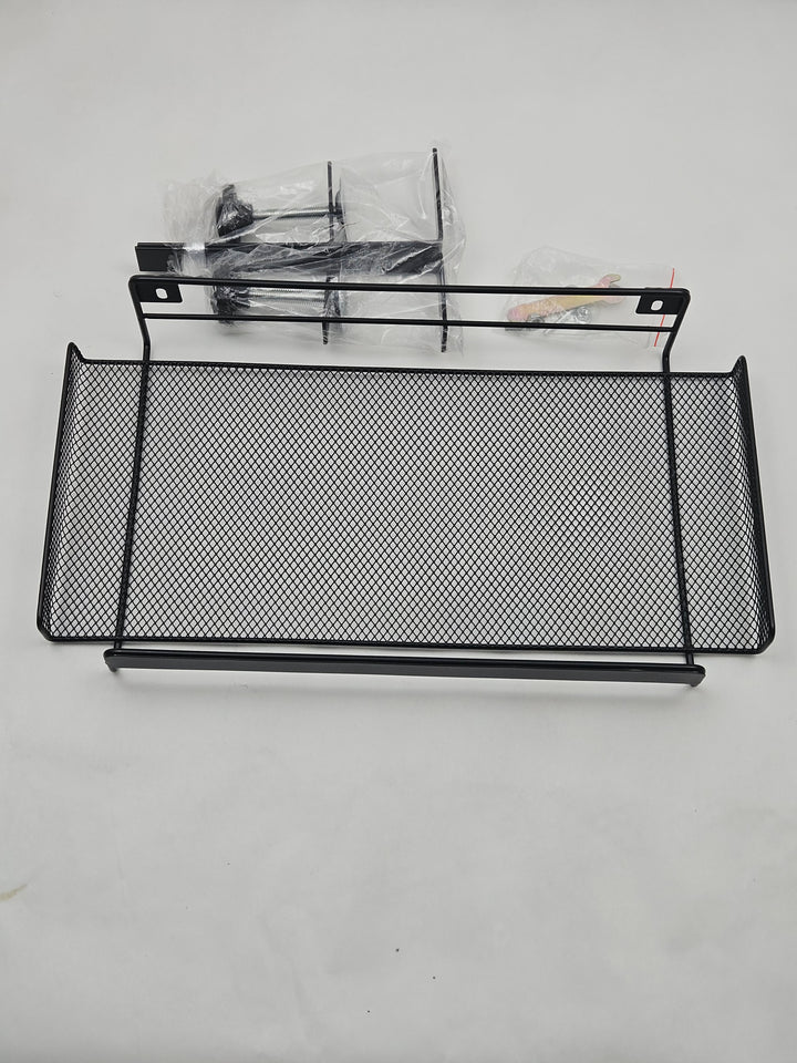 Tavă organizare sub birou 36,5 x 20 x 18 cm, oțel carbon, prindere cu clemă, negru