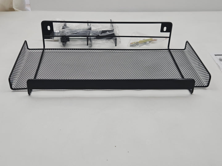 Tavă organizare sub birou 36,5 x 20 x 18 cm, oțel carbon, prindere cu clemă, negru