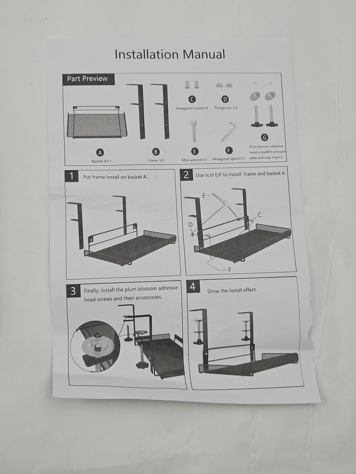 Tavă organizare sub birou 36,5 x 20 x 18 cm, oțel carbon, prindere cu clemă, negru