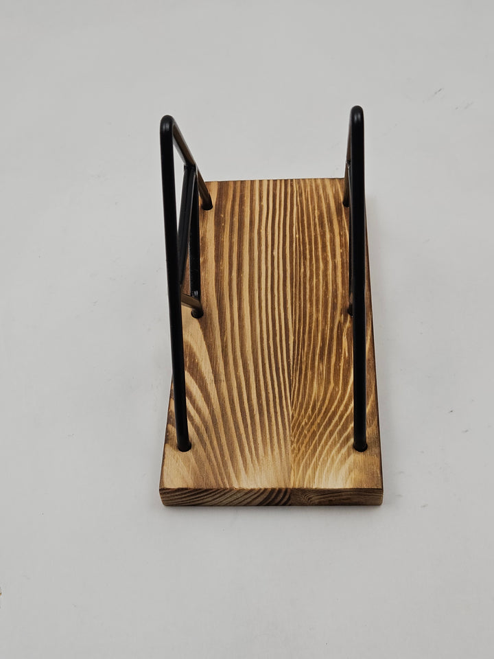 Suport servetele lemn si metal, 17 x 12,7 x 8,5 cm, design triunghiular, negru