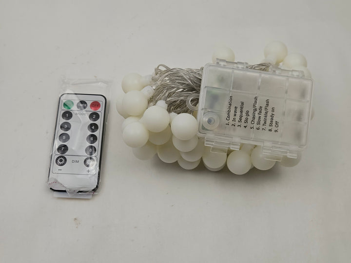 Ghirlanda luminoasa decorativa 5 m, 50 LED glob, 8 moduri si telecomanda, IP44, alb cald