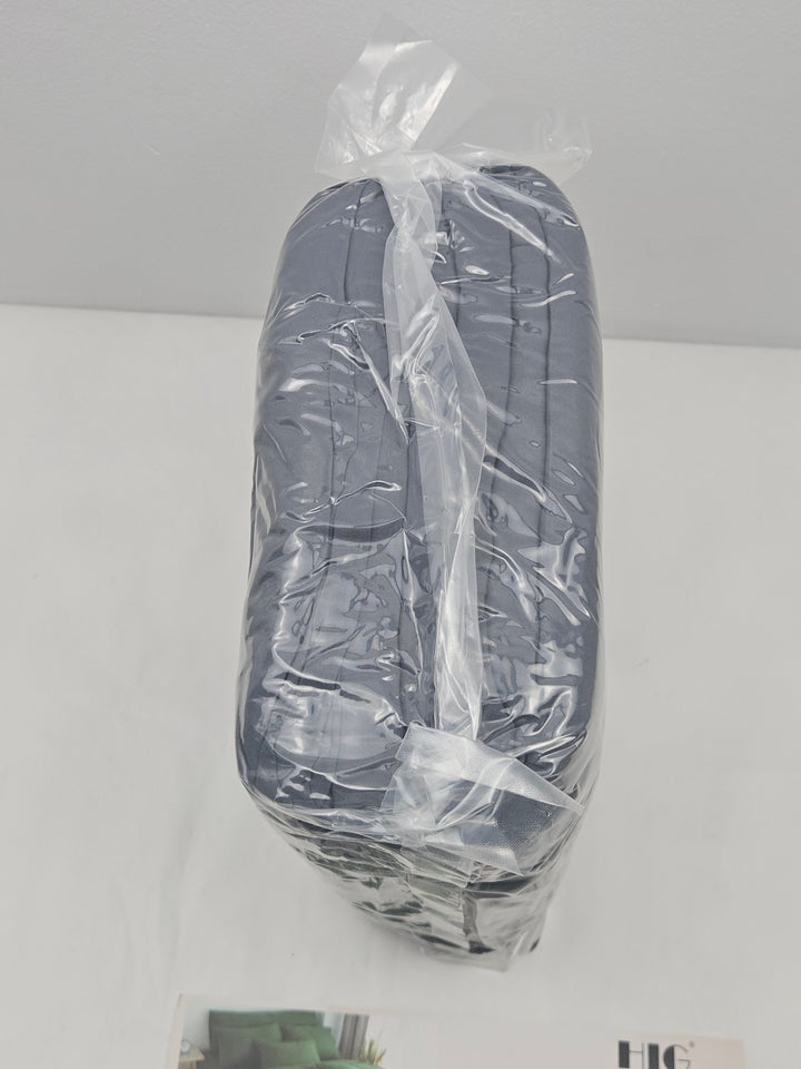 Set lenjerie de pat 5 piese din microfibra, 2 huse pilota 135 x 200 cm, cearsaf cu elastic 180 x 200 cm, gri inchis
