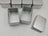 Set 6 cutii metalice cu capac, 107 x 70 x 60 mm, tabla cositorita, argintiu
