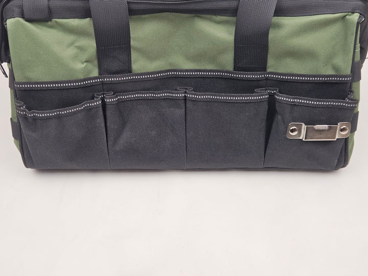 Geanta pentru electricieni 40 x 24 x 22 cm, material Oxford, rezistenta la apa, cu bretea si buzunare multiple, verde