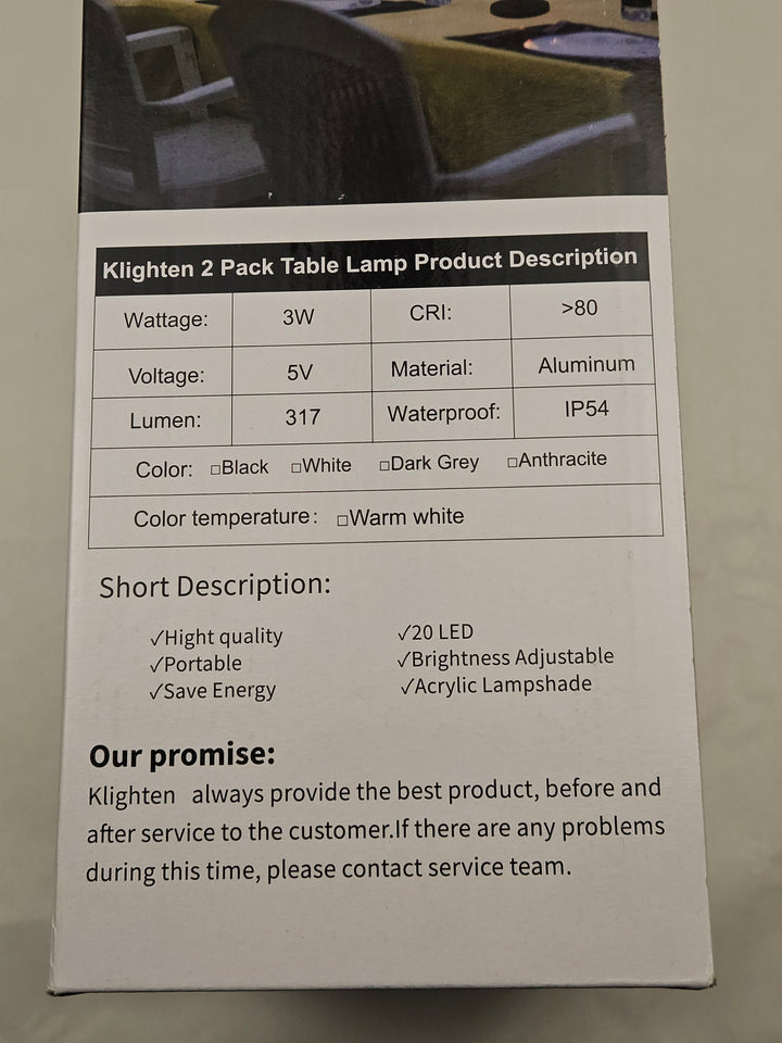 Set 2 lampi de masa LED, lumina alb-calda 3000 K, USB-C, IP54, aluminiu, clasa A