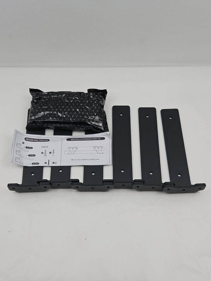 Set 6 console pentru raft, metal, cu șuruburi, capacitate 70 kg, negre