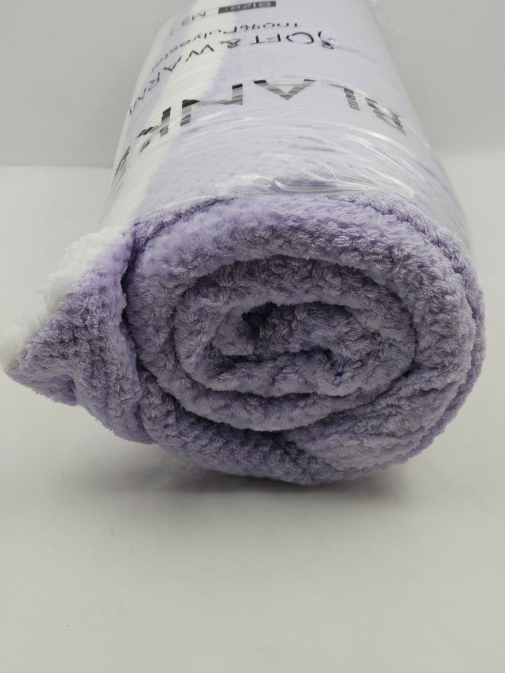 Patura sherpa reversibila cu textura tip fagure, fleece, 220 x 240 cm, mov