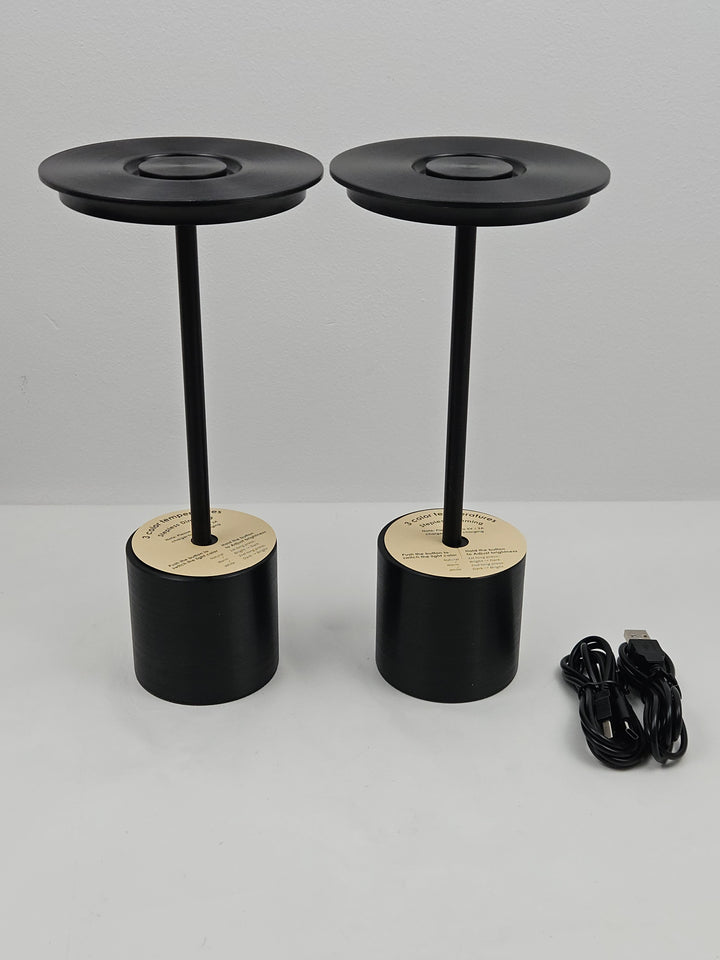 Set 2 lămpi LED de masă, 3 temperaturi de culoare, intensitate reglabilă, baterie 6000 mAh, IP54, negre