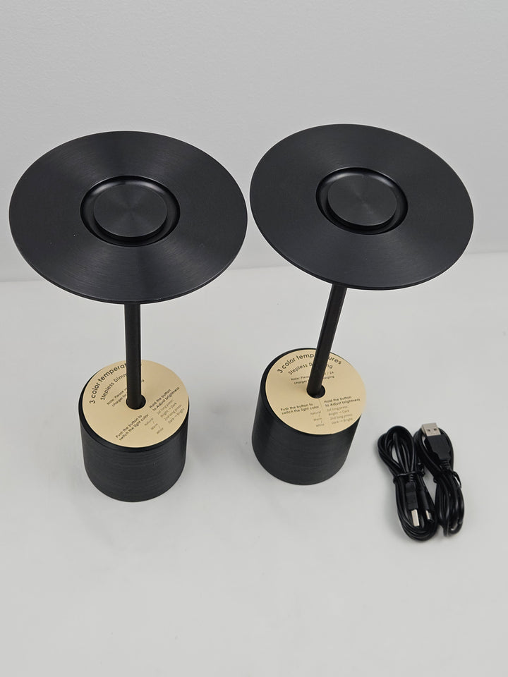 Set 2 lămpi LED de masă, 3 temperaturi de culoare, intensitate reglabilă, baterie 6000 mAh, IP54, negre