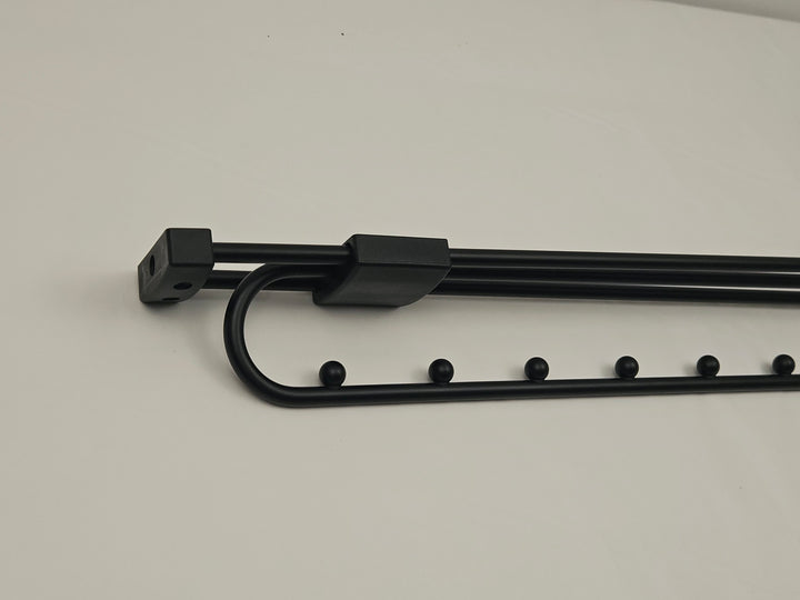 Bară extensibilă pentru haine, telescopică, 40 cm, montaj cu șuruburi, negru