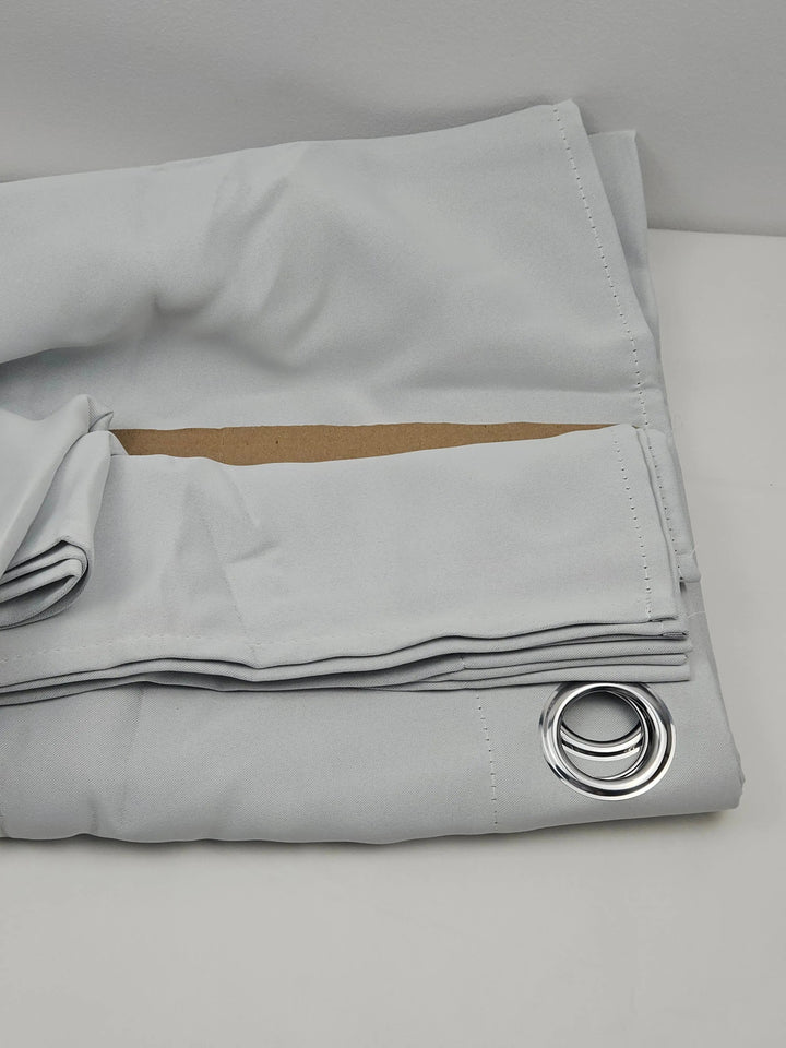 Set 2 draperii opace cu inele, efect de întunecare, protecție termică, 140 x 225 cm, gri alb
