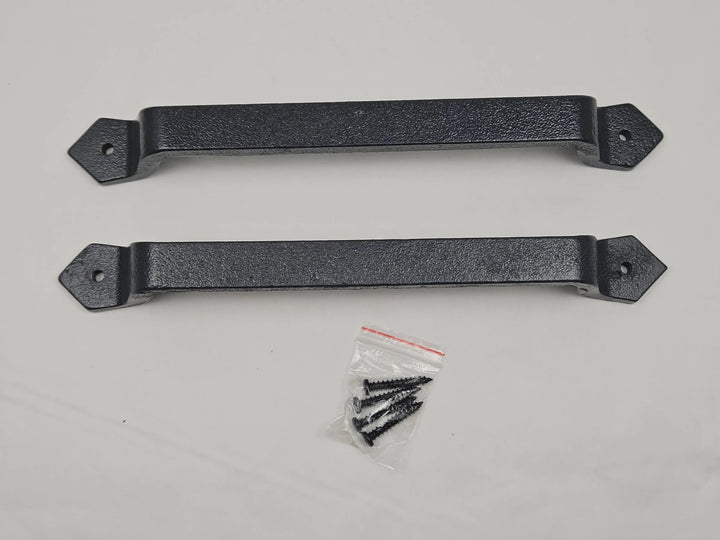 Set 2 mânere pentru ușă glisantă din fontă, 28 cm, distanță între găuri 24 cm, finisaj lăcuit, gri