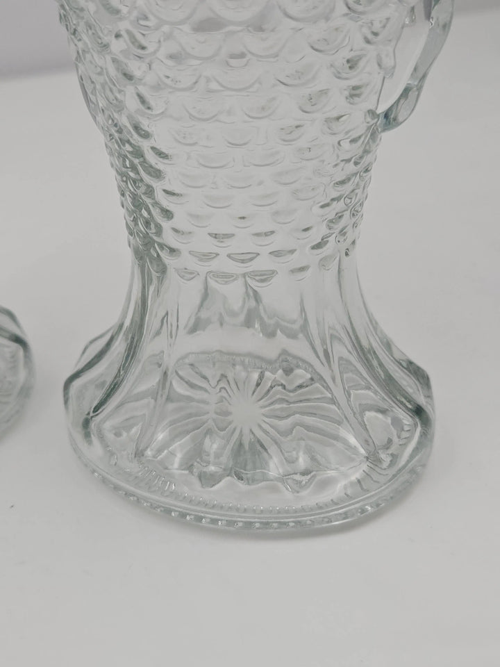 Set 2 vaze decorative din sticlă, formă de pește, cu dop din plută, 26 x 10 cm, transparente