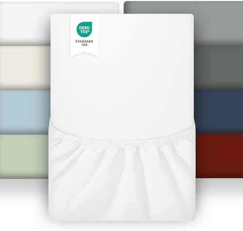 Cearsaf cu elastic din microfibra 90 x 190 cm, pentru saltele de pana la 25 cm, Oeko-Tex Standard 100, alb