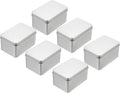Set 6 cutii metalice cu capac, 107 x 70 x 60 mm, tabla cositorita, argintiu