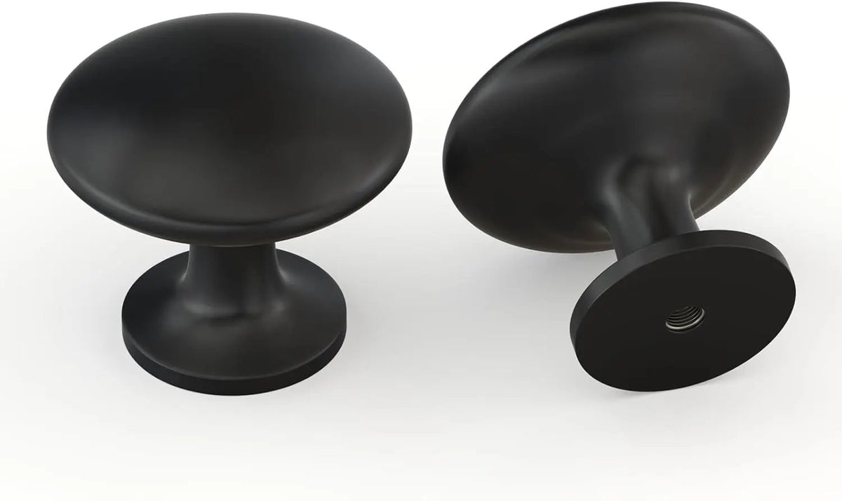 Set 20 butoni mobilier rotunzi, aliaj de zinc, 28 mm, cu șuruburi montaj incluse, negru
