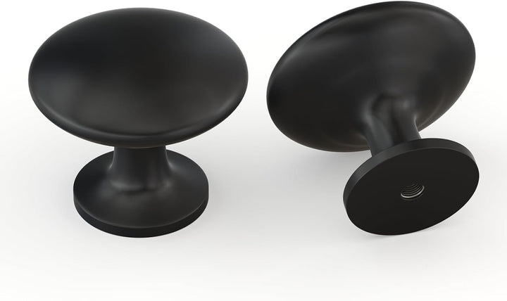 Set 20 butoni mobilier rotunzi, aliaj de zinc, 28 mm, cu șuruburi montaj incluse, negru