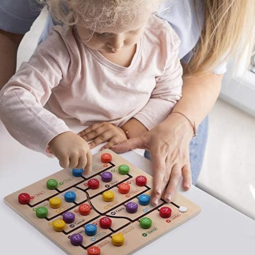 Puzzle din lemn cu numere si simboluri matematice, joc educativ Montessori, Engleza