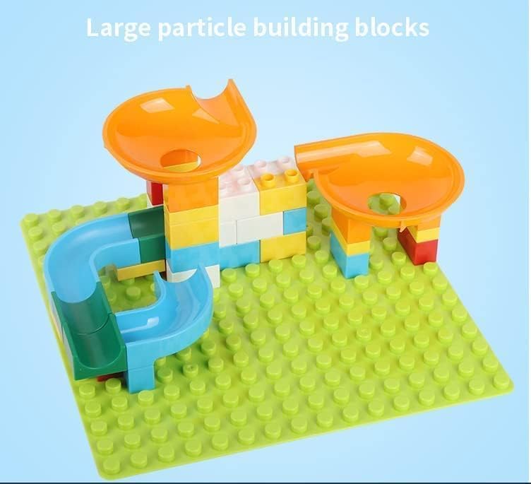 TINGLAND 6 Large Building Plates Compatible with Duplo, Green Blue Grey Base Plate, 25.5 x 25.5 cm Plate for Creative Preschool Toys