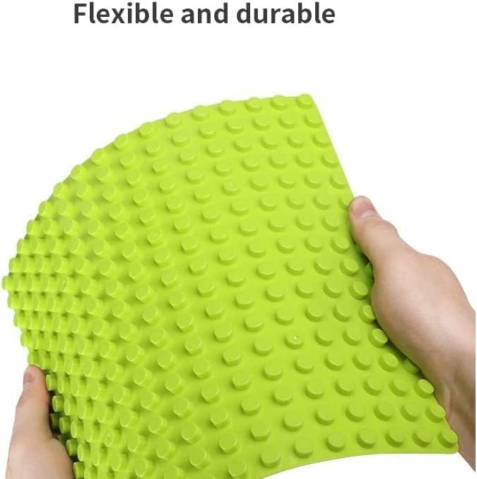 TINGLAND 6 Large Building Plates Compatible with Duplo, Green Blue Grey Base Plate, 25.5 x 25.5 cm Plate for Creative Preschool Toys