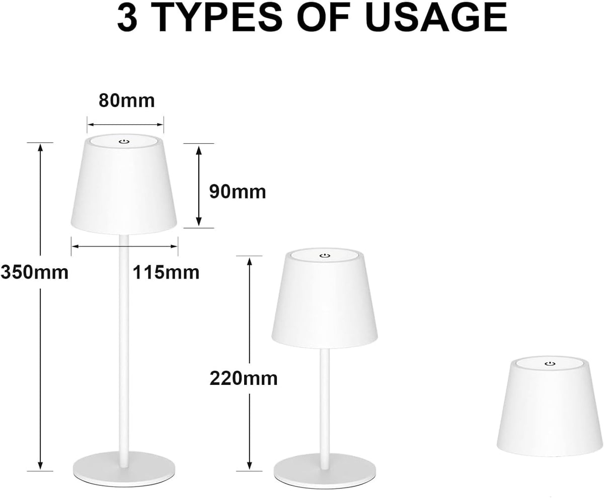 Lampă de masă LED reîncărcabilă, 200 lm, 3 temperaturi de culoare 3000K/4000K/5000K, reglabilă tactil, IP44