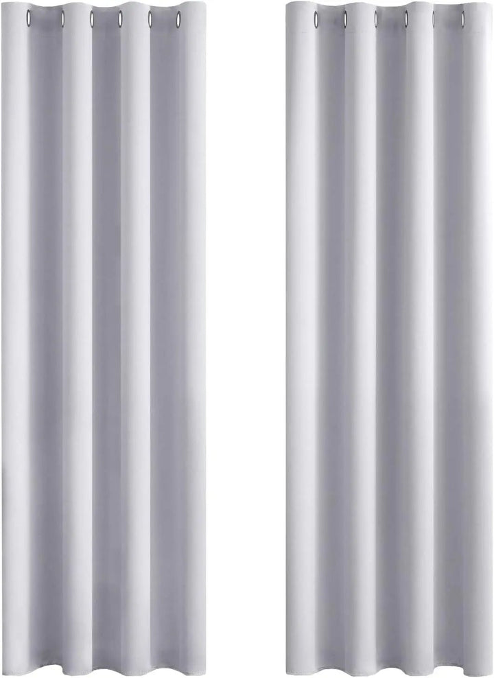 Set 2 draperii opace cu inele, efect de întunecare, protecție termică, 140 x 225 cm, gri alb