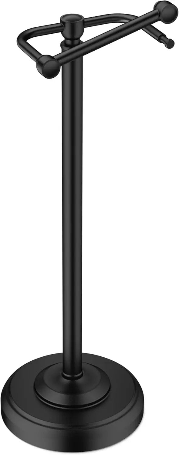 Suport stativ hartie igienica 56 cm, inox, baza grea, depozitare 4 role, negru