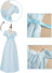 Rochie cosplay de epocă CR ROLECOS, talie înaltă, croială evazată, albastru deschis