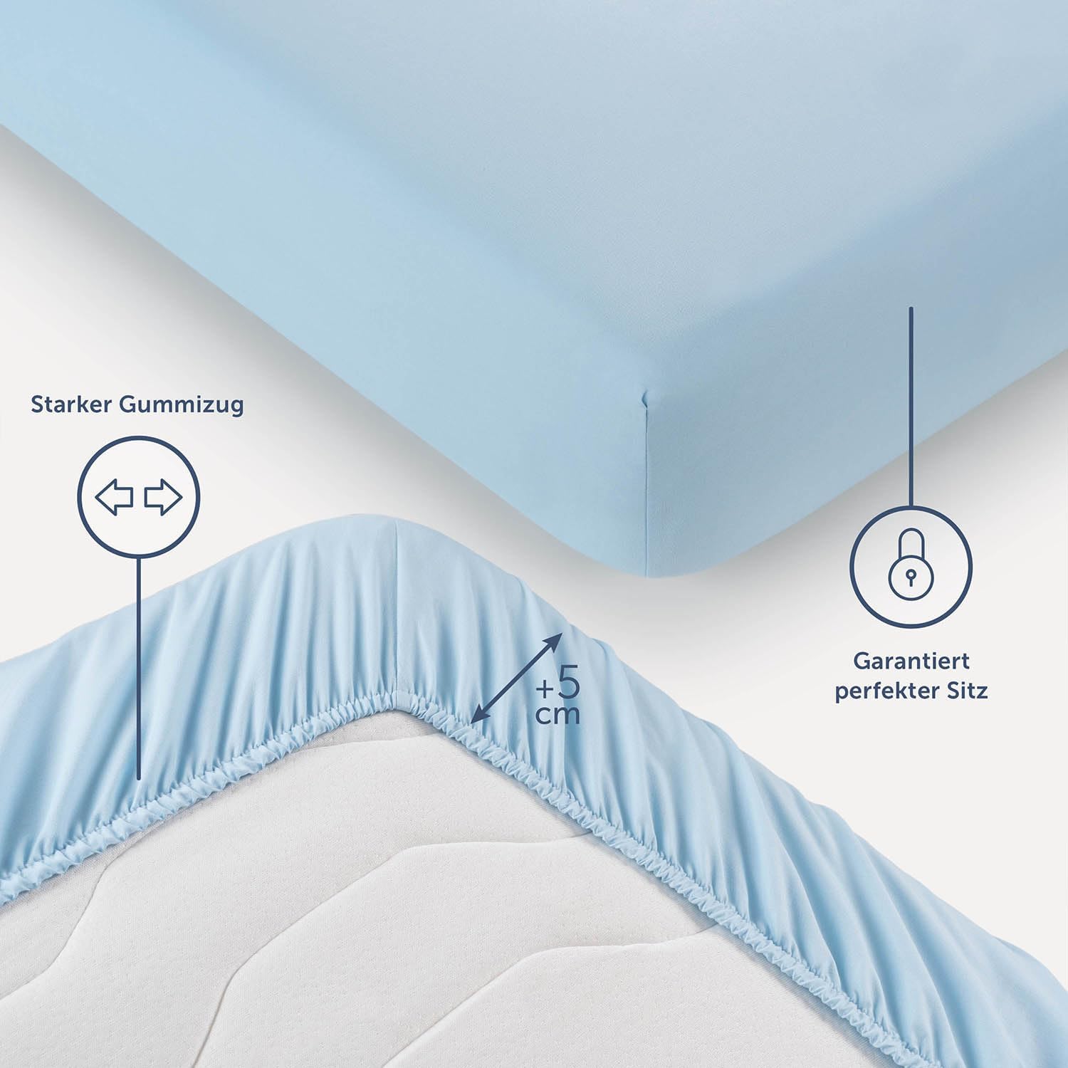 Set 2 cearsafuri cu elastic din microfibra, 135 x 190 cm, pentru saltele de pana la 25 cm, albastru deschis