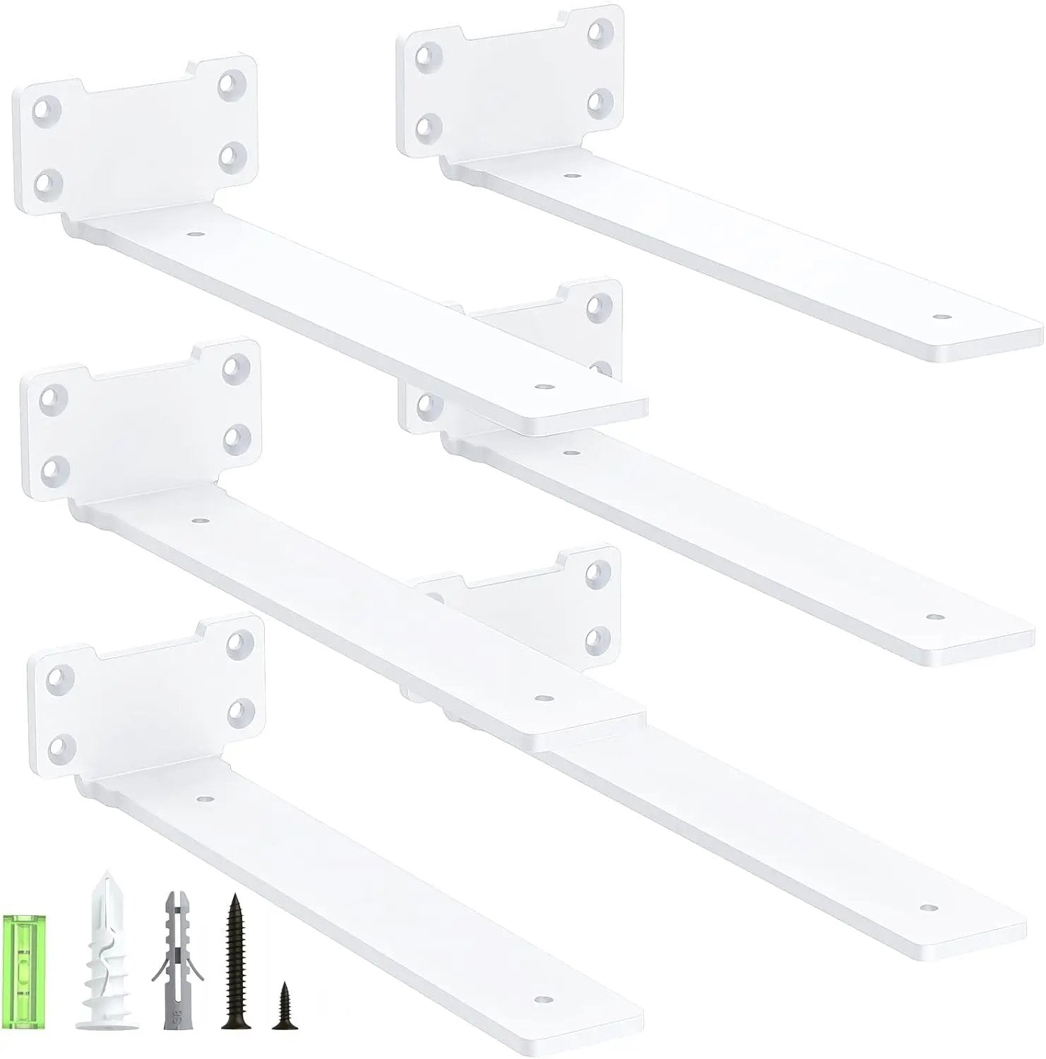 Set 6 console pentru raft, 25 cm, capacitate 75 kg, montaj ascuns, alb