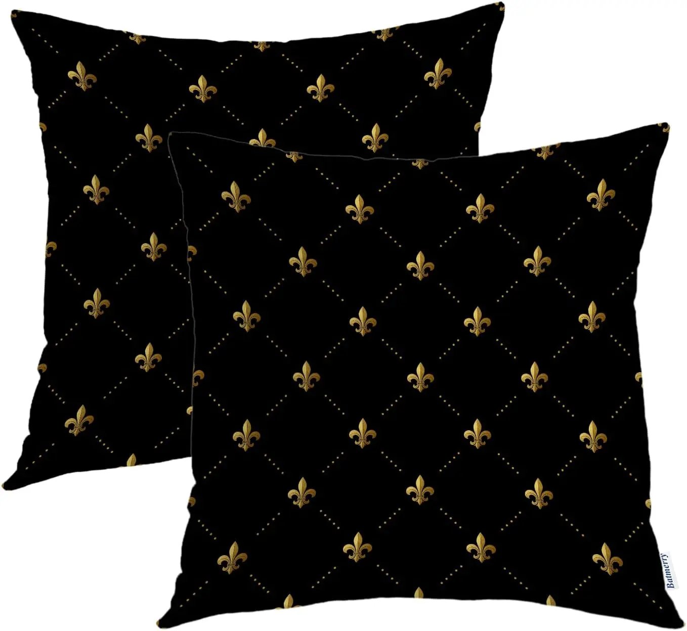 Set 2 fețe de pernă decorative, 55 x 55 cm, fermoar ascuns, negru