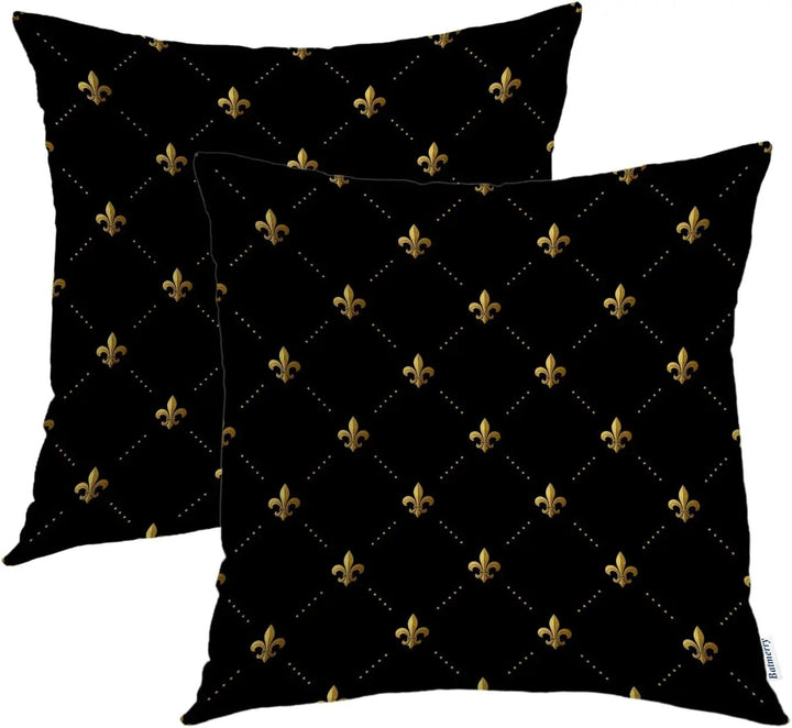 Set 2 fețe de pernă decorative, 55 x 55 cm, fermoar ascuns, negru