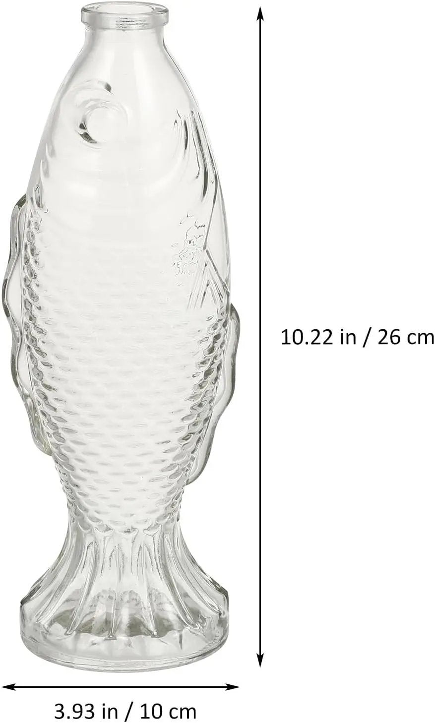 Set 2 vaze decorative din sticlă, formă de pește, cu dop din plută, 26 x 10 cm, transparente