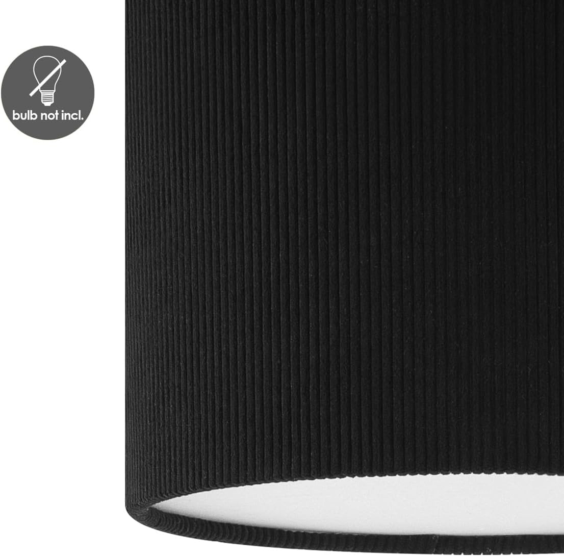 Plafonieră cilindrică, abajur din reiat, Ø 22 x 17 cm, soclu E27 pentru bec LED, negru