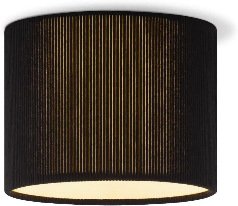 Plafonieră cilindrică, abajur din reiat, Ø 22 x 17 cm, soclu E27 pentru bec LED, negru