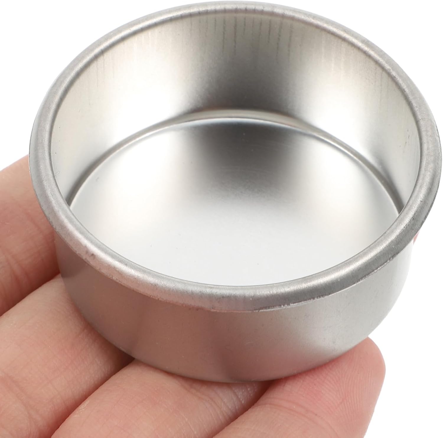 Set 20 suporturi metalice pentru lumânări pastilă, rotunde, model striat, reutilizabile, argintii
