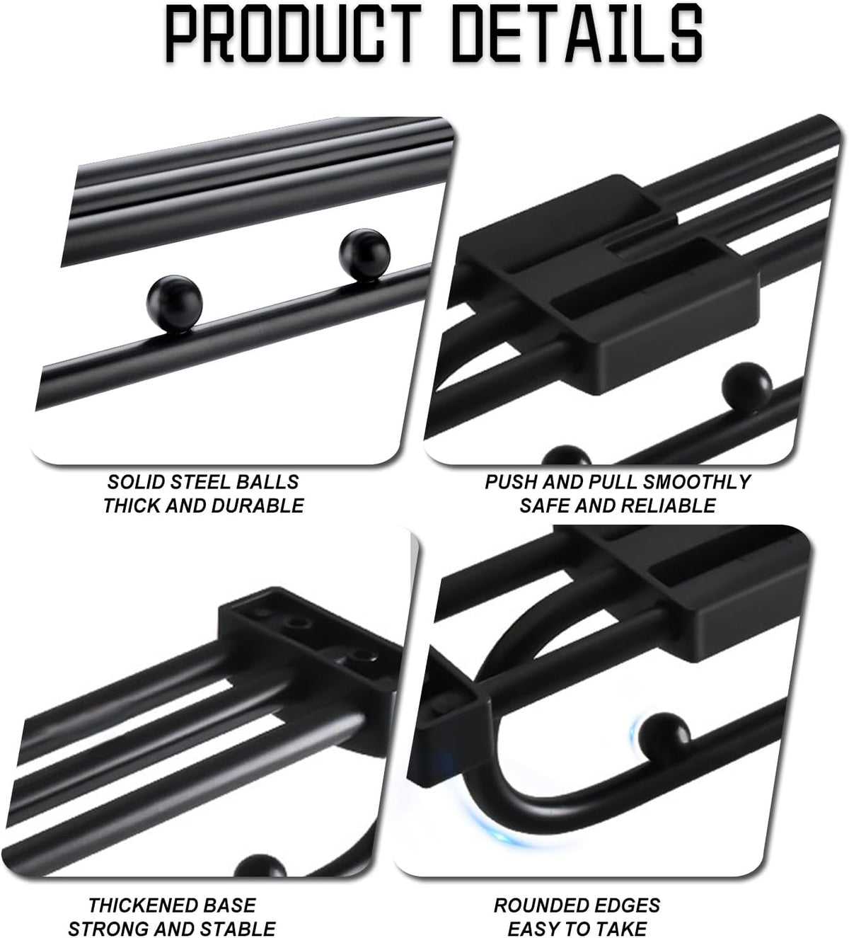Bară extensibilă pentru haine, telescopică, 40 cm, montaj cu șuruburi, negru