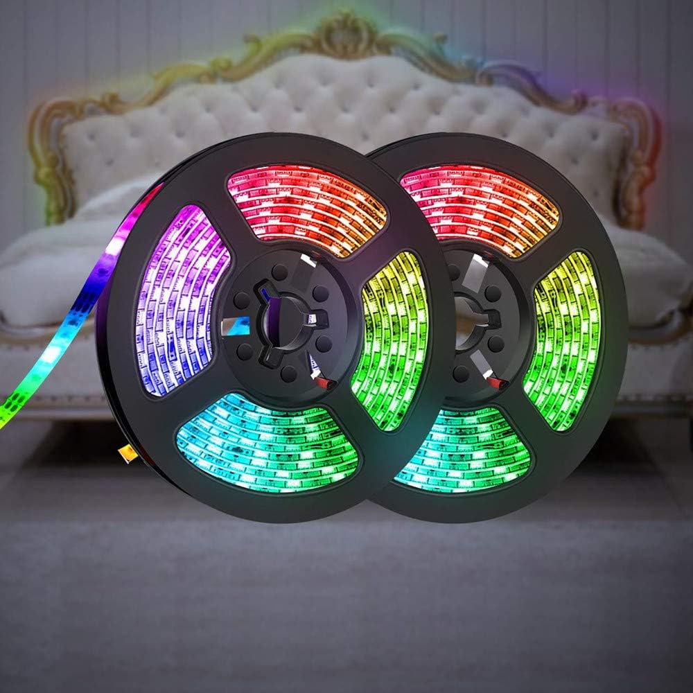 Set 2 benzi LED RGB, 2 x 2 m, 120 LED, IP65, cu baterii