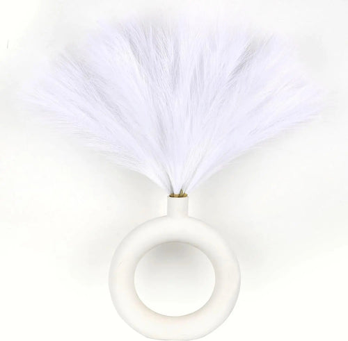 Set 6 fire de iarbă de pampas artificială, 45 cm, maleabile, alb