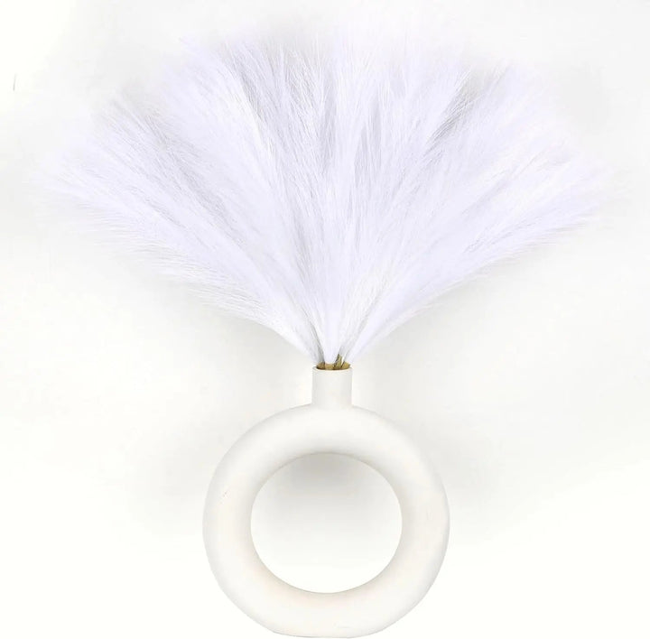 Set 6 fire de iarbă de pampas artificială, 45 cm, maleabile, alb