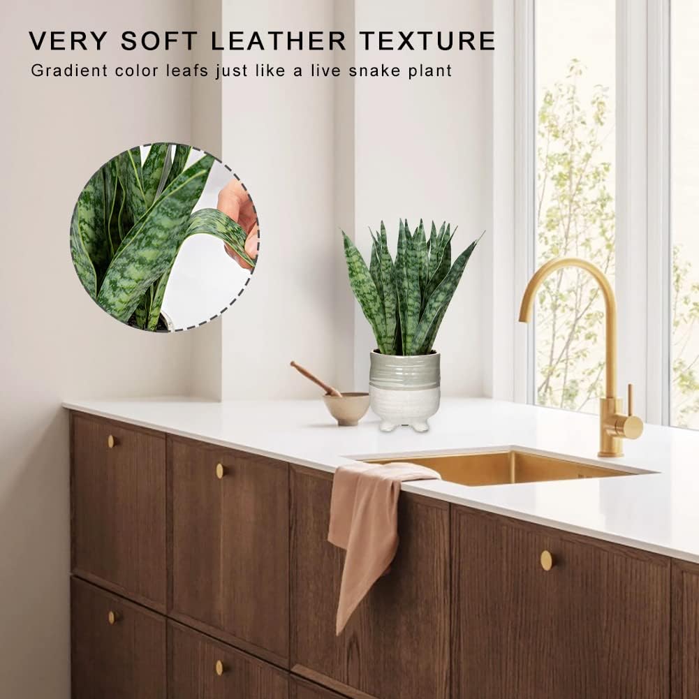 Plantă artificială Sansevieria în ghiveci ceramic, 31 cm, pentru interior și exterior
